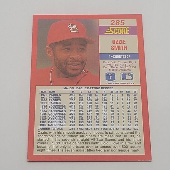 1990 Score - #285 Ozzie Smith - Picture 2 of 2